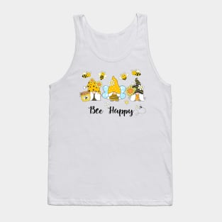 Bee Happy Gnome Bees Sunflower Spring Gnomes Summer Tank Top